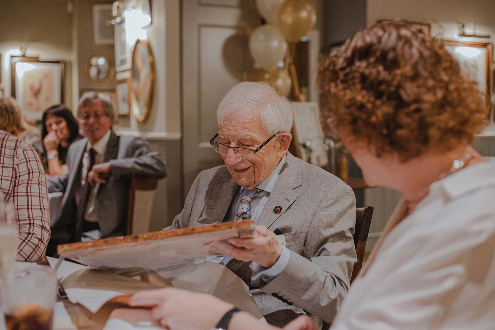 A resident reading the newspaper
