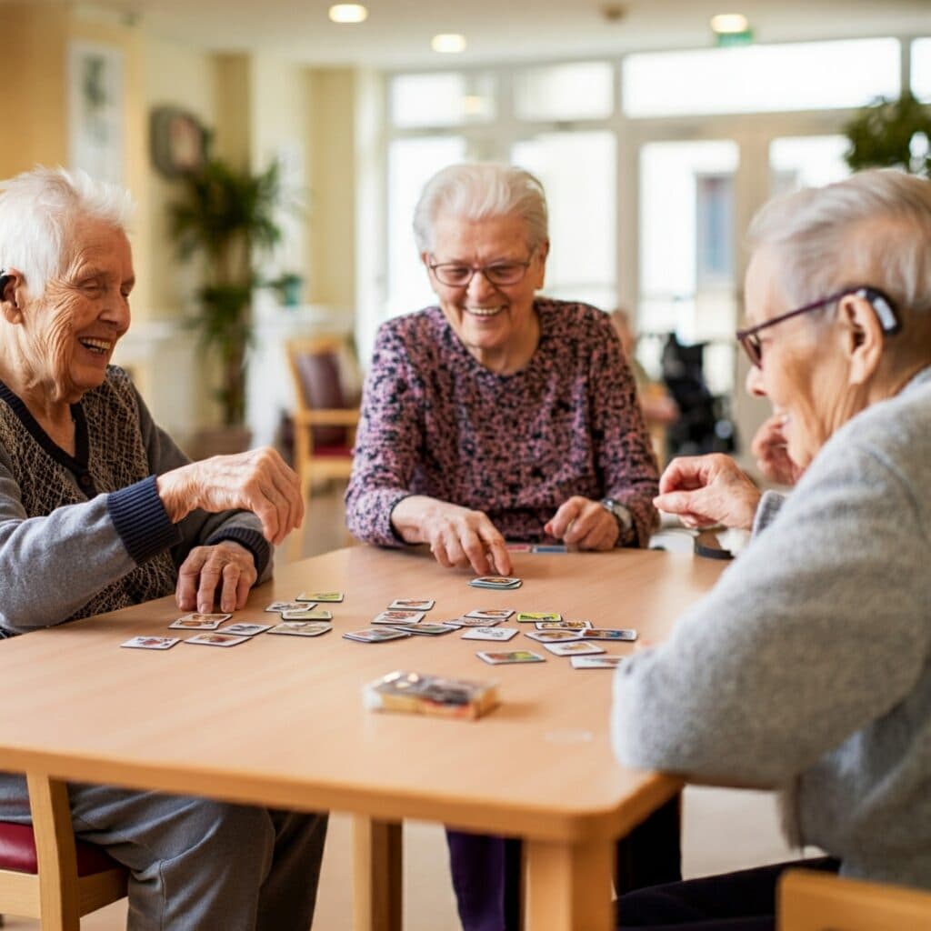 Residents playing a game of cards