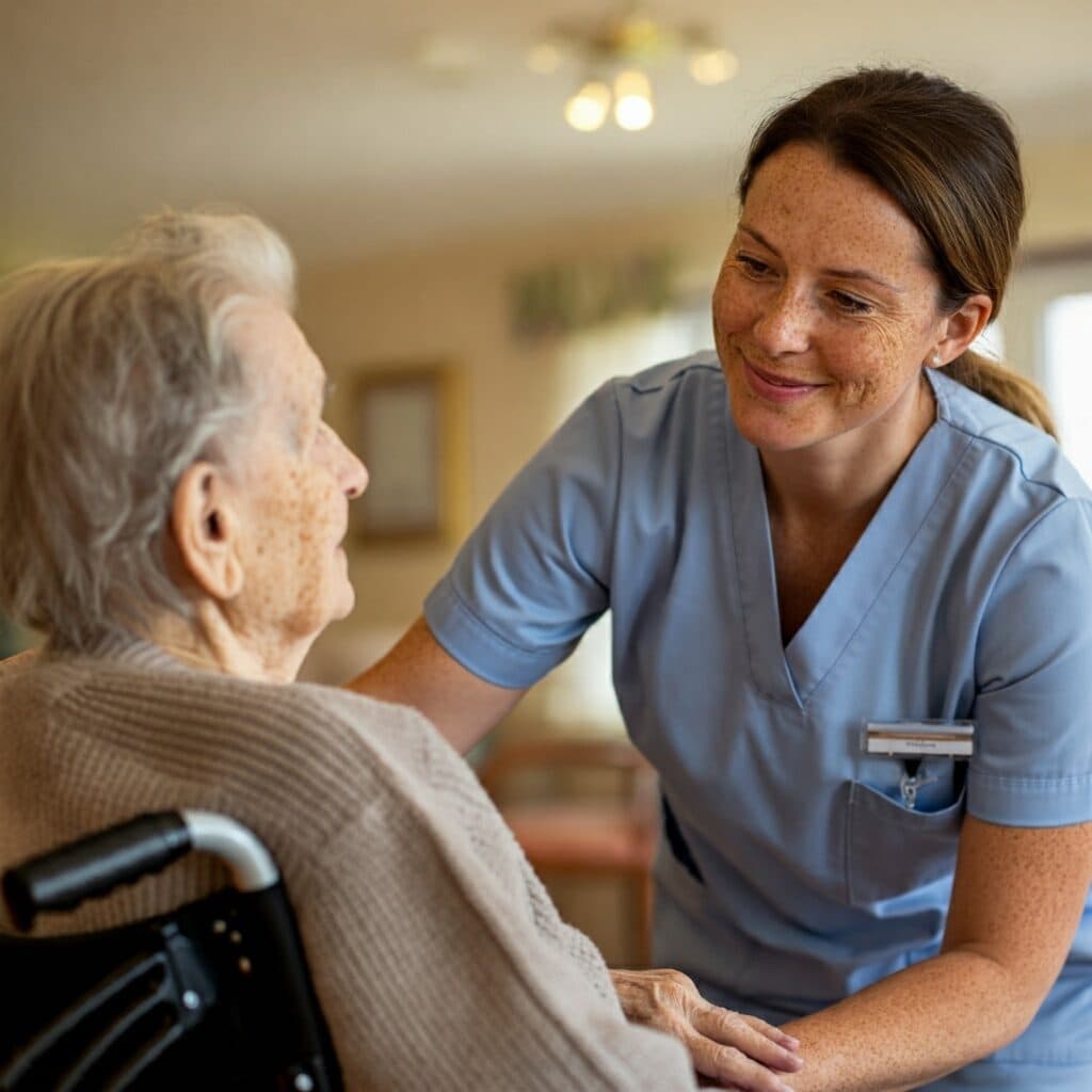 A carer and resident