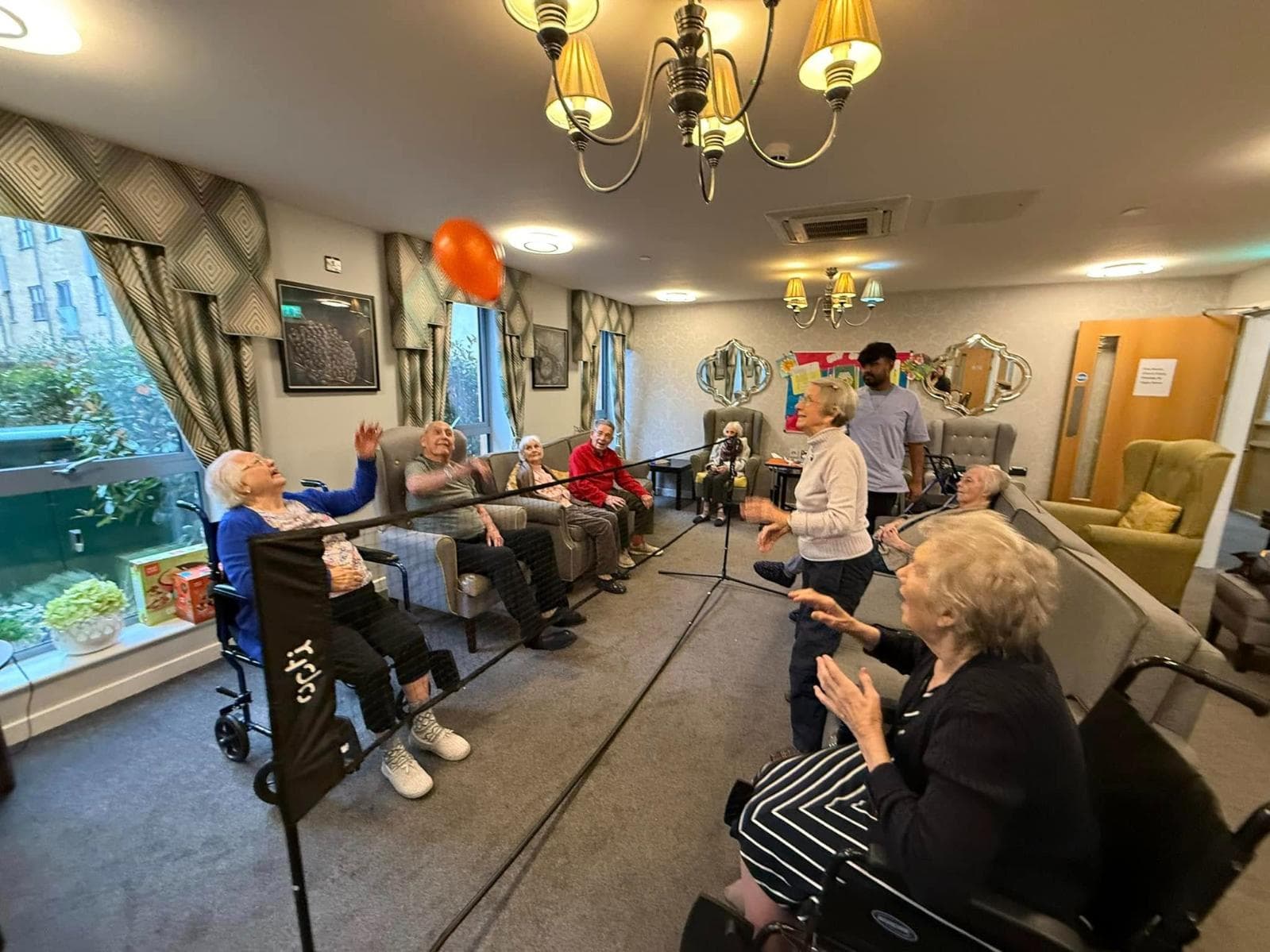 residents playing volleyball