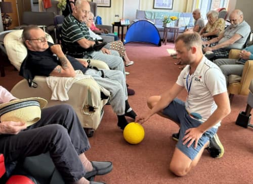 Residents playing chair football